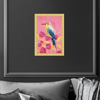 Oiseau coloré dans un jardin, impression encadrée pour le salon
