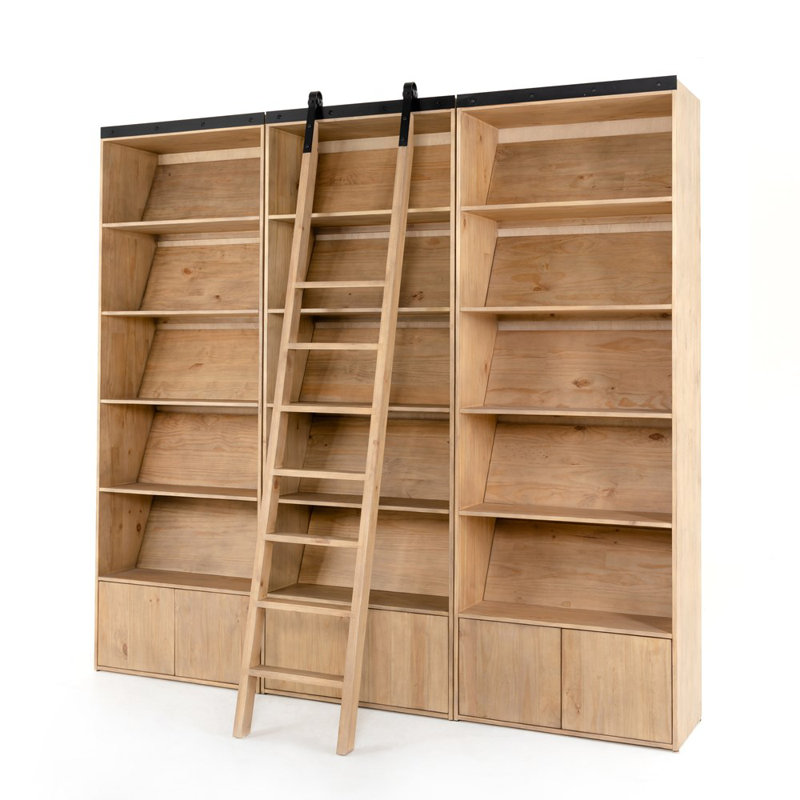 Bane Solid Wood Bookcase, Smoked Pine