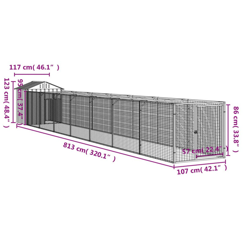 Whigham Dog House, Anthracite, 123 cm H x 117 cm W x 201 cm D