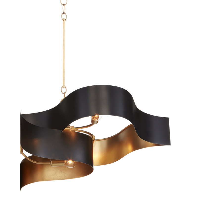 Grand Lotus 6 - Light Chandelier, Satin Black