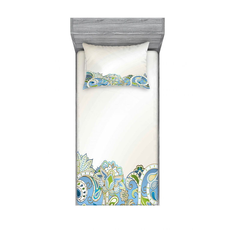 Ensemble de draps à motif floral, Ensemble de draps pour lit simple avec drap-housse