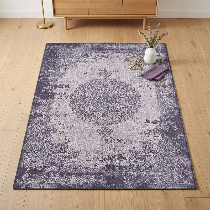 Tapis vintage lavable à la machine Zehorit pour salon, tapis de couloir et tapis d'entrée, Rectangulaire 8 pi x 10 pi