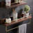 Chayane Walnut Solid Wood Floating Shelf with Towel Bar-1220015522