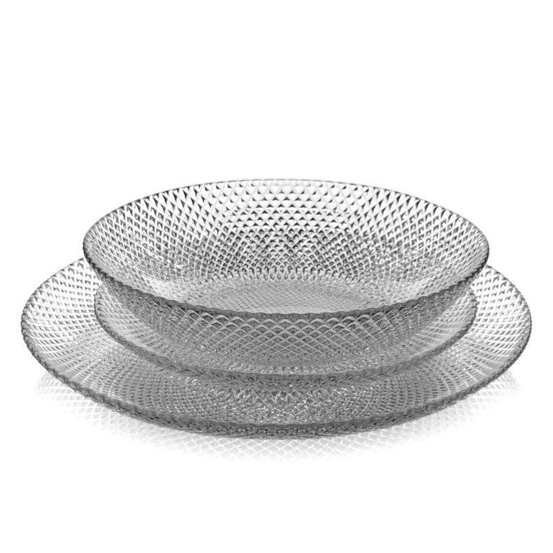 Ermera 12 pcs. Glass Dinner Plate Set
