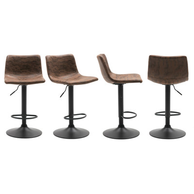 Ensemble de 4 tabourets de bar et de salle à manger à dossier bas ajustables Frederick