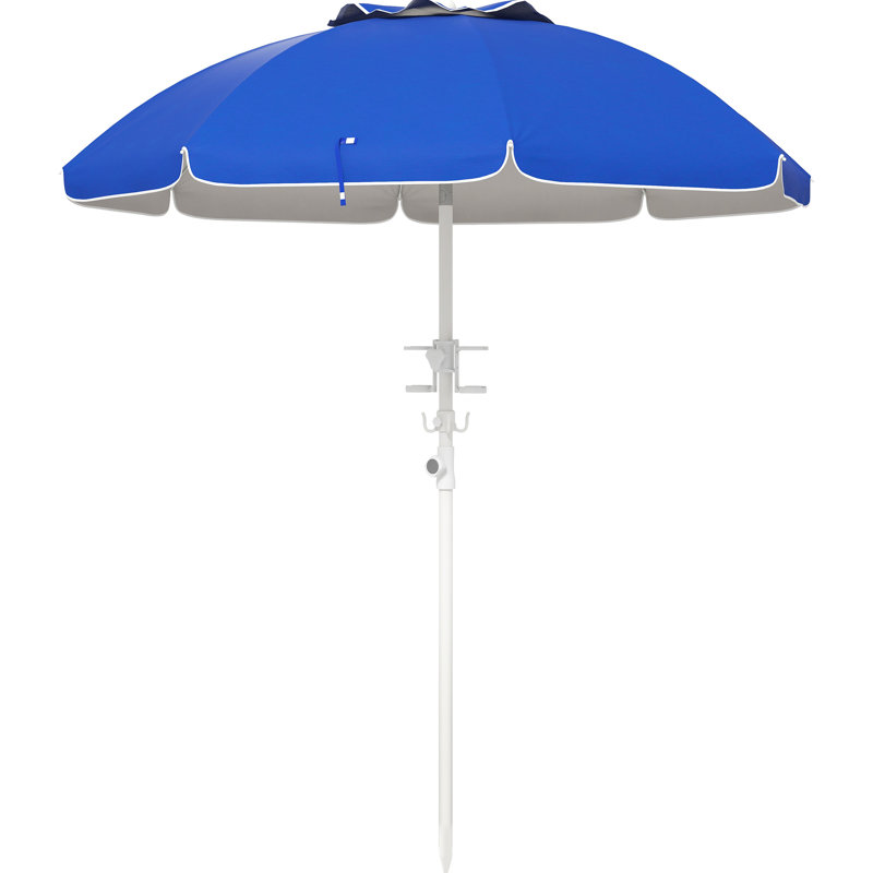 Parasol portatif de 40 ans et plus avec fonction d'inclinaison et de hauteur réglable, 2 porte-gobelets et crochets, fonction extérieure ventilée bleue, résistance, housse ventilée pour les sorties