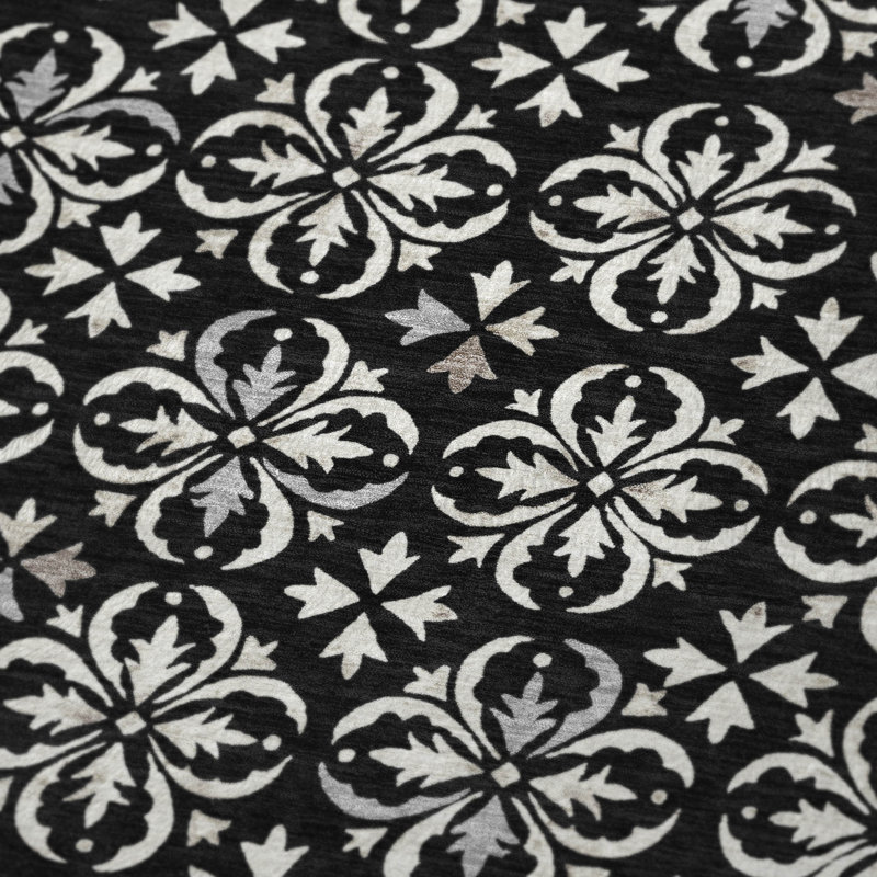 Jeté floral Sherpa ASB930 Addison, Noir