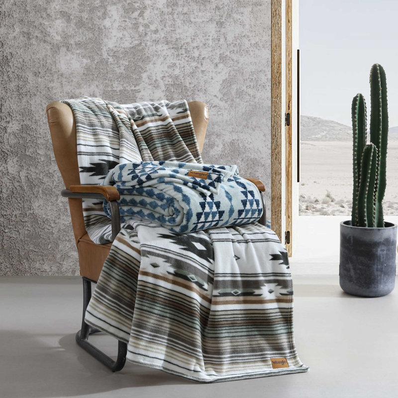King Blue and White Reversible Fleece Blanket