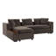 Canapé modulaire avec canapé en forme de L de 93,7 po et compartiment de rangement en bois pour le salon, brun