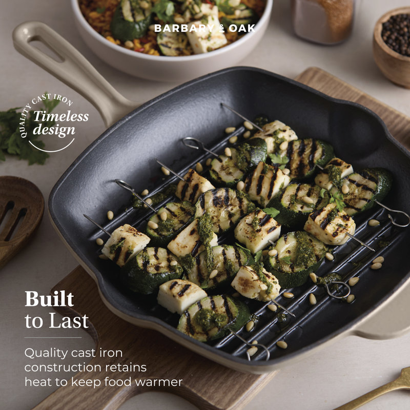 43.8cm Cast Iron Grill Pan, Cream