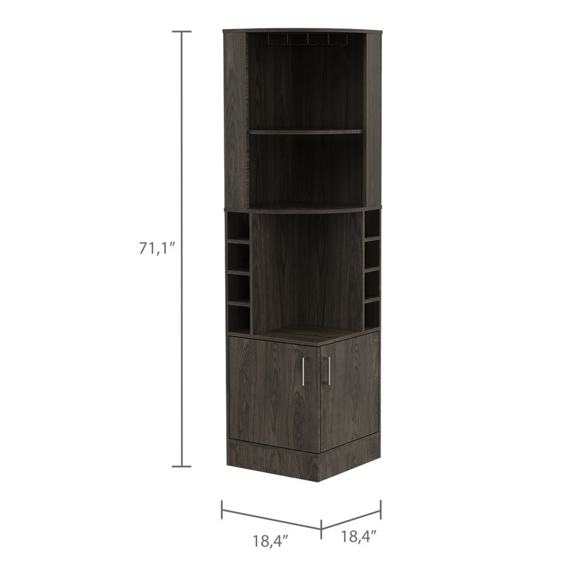 8 2-Shelf Dark Walnut Bar Cabinet For Practical Party Preparation Functional Storage, Dark Walnut