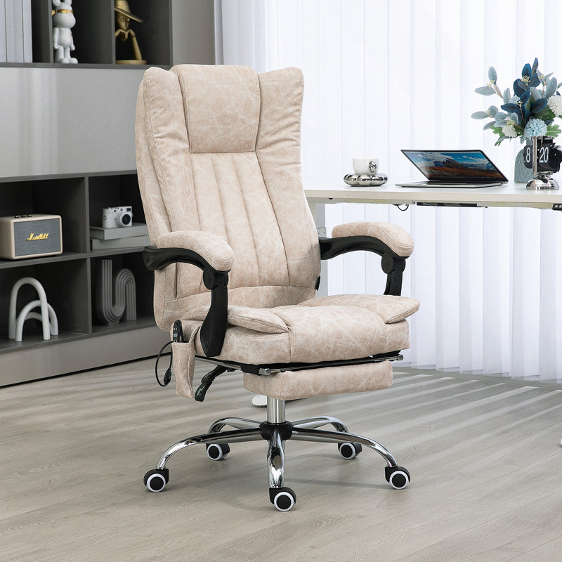 Chaise de bureau avec polyester, pivotante, soutien lombaire, massage, hauteur réglable, appui-tête, repose-pieds