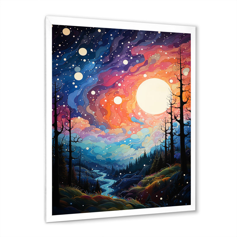 Météores Stardust Cascade Pointillism I, reproduction d'art sur toile, H 20 po x l 12 po x P 1 po, Cadre photo blanc