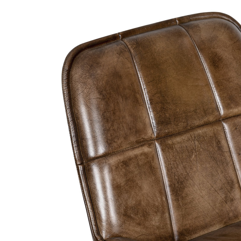 Upholstered Counter Stool with Metal Frame, Dark Brown