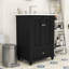 Meuble-lavabo autoportant moderne avec lavabo en céramique, portes à fermeture douce et tablette réglable-390129892