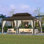 Pavillon de jardin l 18 pi x P 12 pi, toit en acier galvanisé double et cadre en aluminium pour spa, terrasse, cour arrière
