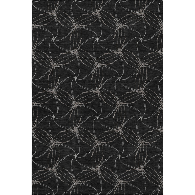 Premium Machine Washable Prisco Black Rug