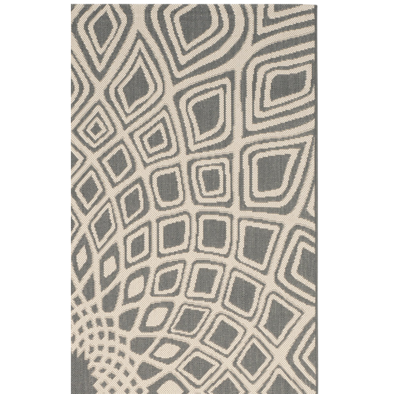 Tapis intérieur / extérieur anthracite / beige tissé à la machine à motif géométrique Arneshia