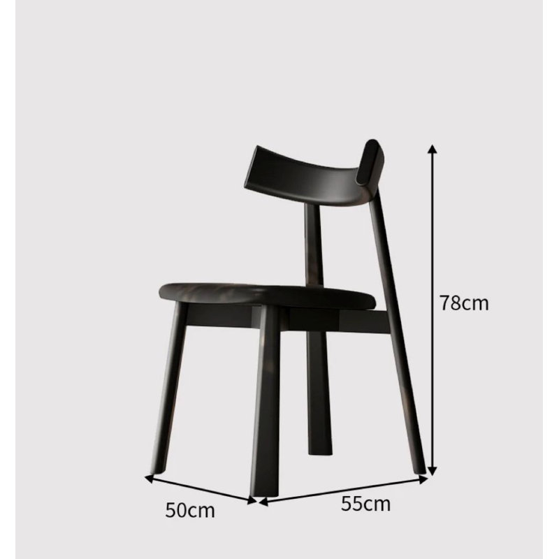 Ensemble de chaises de salle à manger modernes en simili cuir et bois massif noir 2 pièces, Noir, Noir