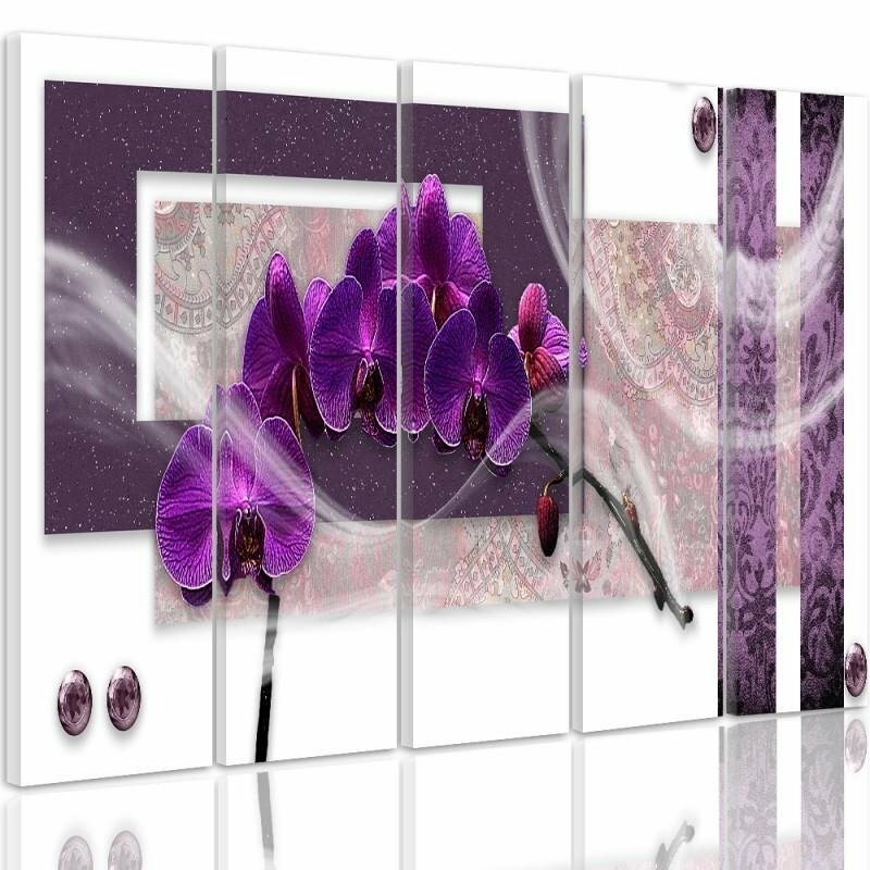 5-tlg. Leinwandbild-Set Violette Orchidee