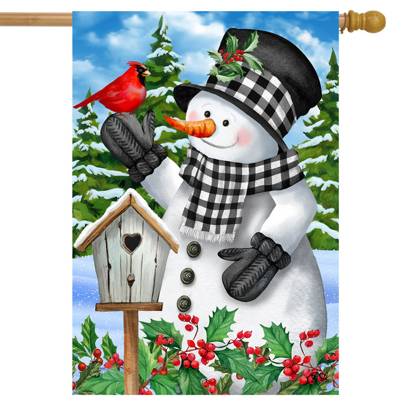 Drapeau à carreaux bonhomme de neige