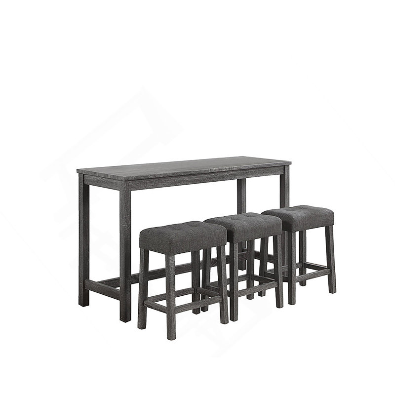 Ensemble de table bistro 4 pièces à hauteur de comptoir avec tabourets capitonnés, Gris, Gris, Gris
