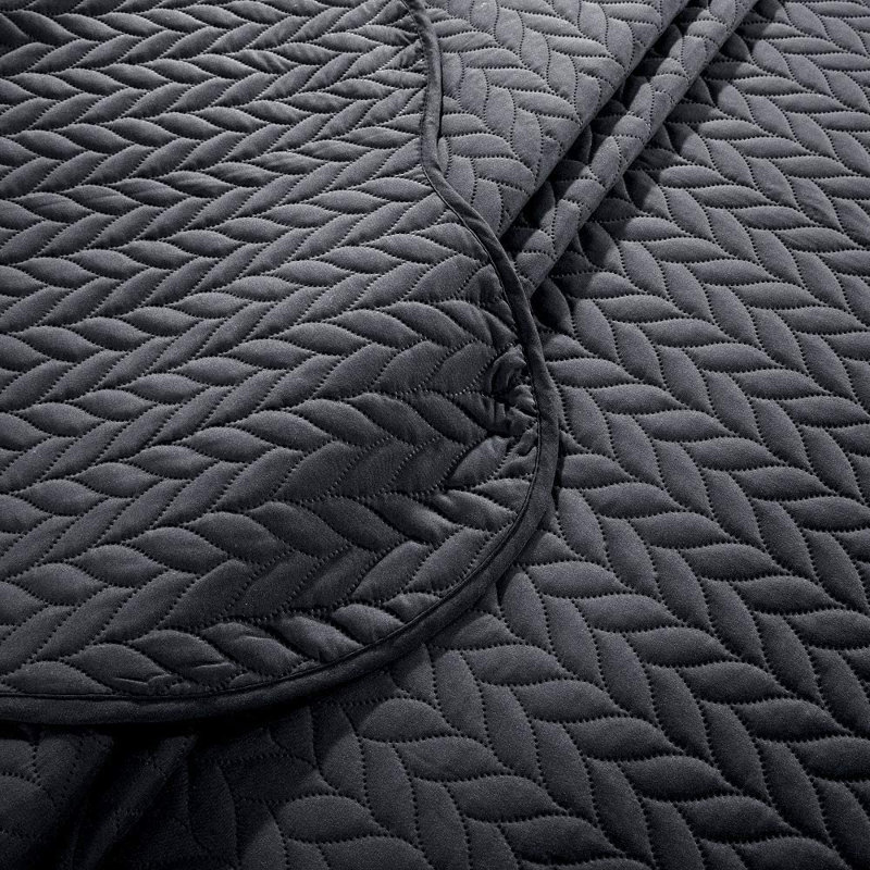 Microfiber Embossed Bedspread Set, Charcoal, California King Bedspread + 2 King Shams