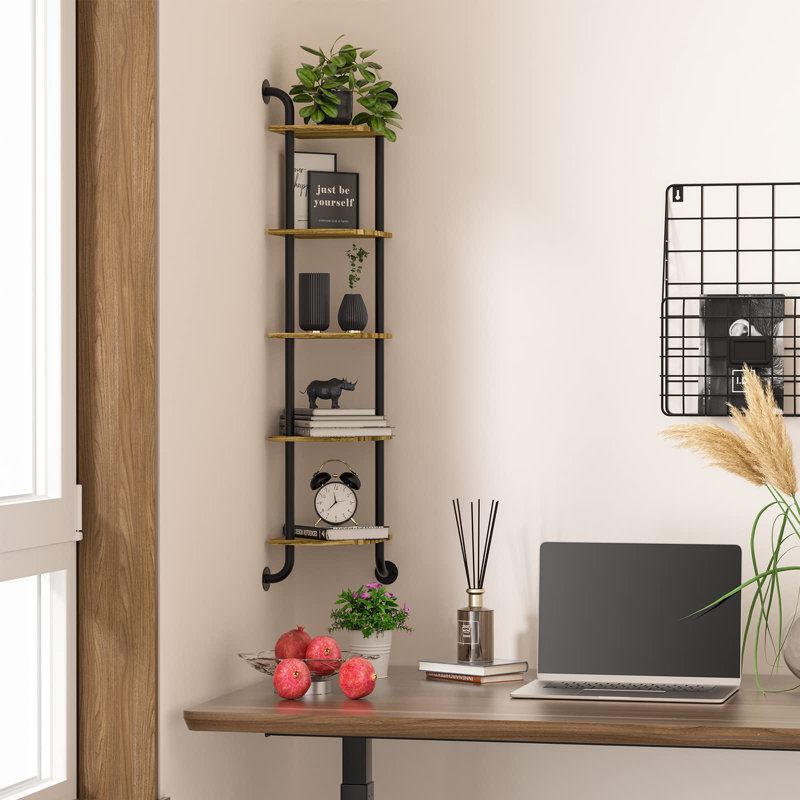 Sturtz 5 Piece Corner Floating Shelf, Brown