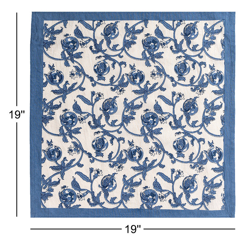 Granada Blue 100% Cotton Square Napkins, Blue