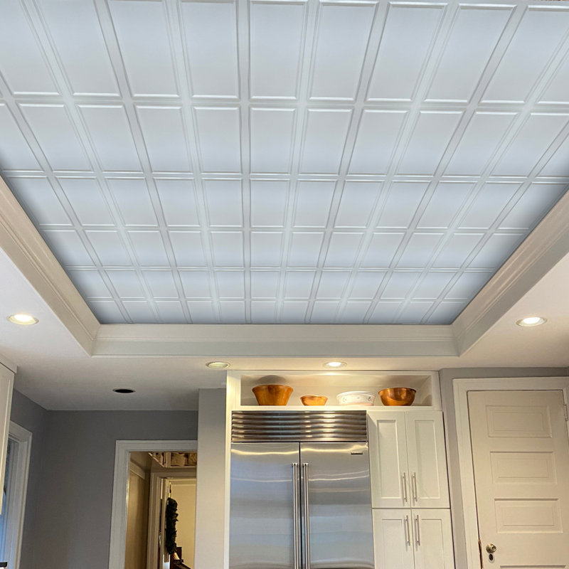 Grand panneau - tuile de plafond en mousse à coller 1,6 pi x 3,2 pi, Orange cuivre antique