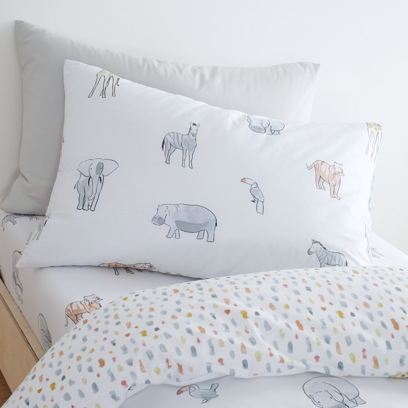 Zoo Animals 100% Cotton Duvet Cover Set with Pillowcases, Single Duvet Cover + 1 Standard Pillowcase