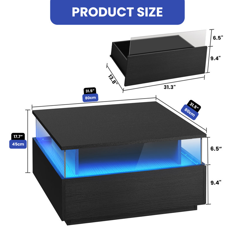Table basse simple Andreka, Noir