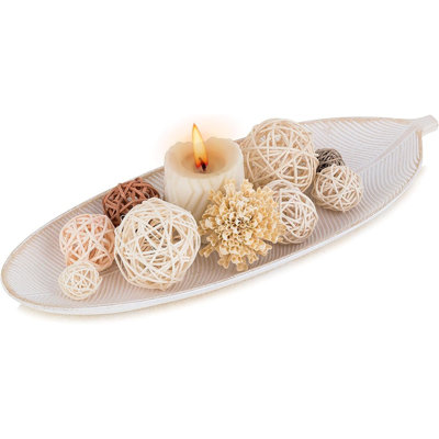 Leaf-Shaped Wooden Decorative Tray, Key Tray And Decor Plate For Candle Or Small Items