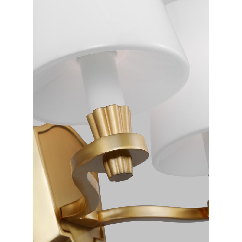 Isla 2 Light Alabaster Dimmable Vanity Light, Burnished Brass