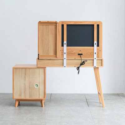 Commode Commode de table 100% chêne massif Dessus de table de bureau Commode de table compacte Accessoires de commode Largeur de rangement 90 cm Tiroir de rangement en bois naturel