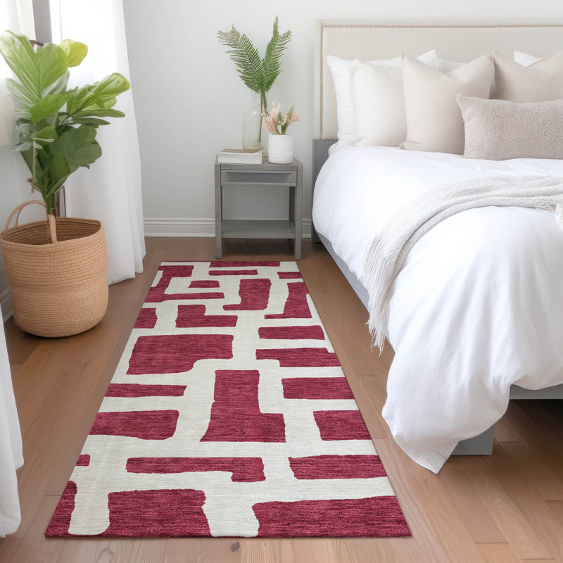 Premium Machine Washable Prisco Garnet Rug, Runner 2'3" x 7'6"