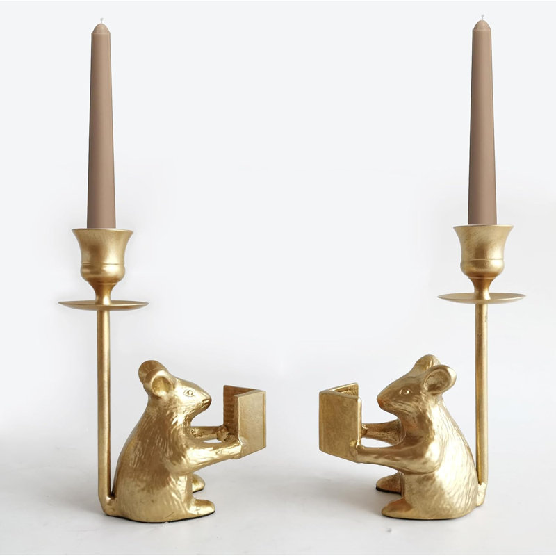 Mouse Reading Candle Holders
