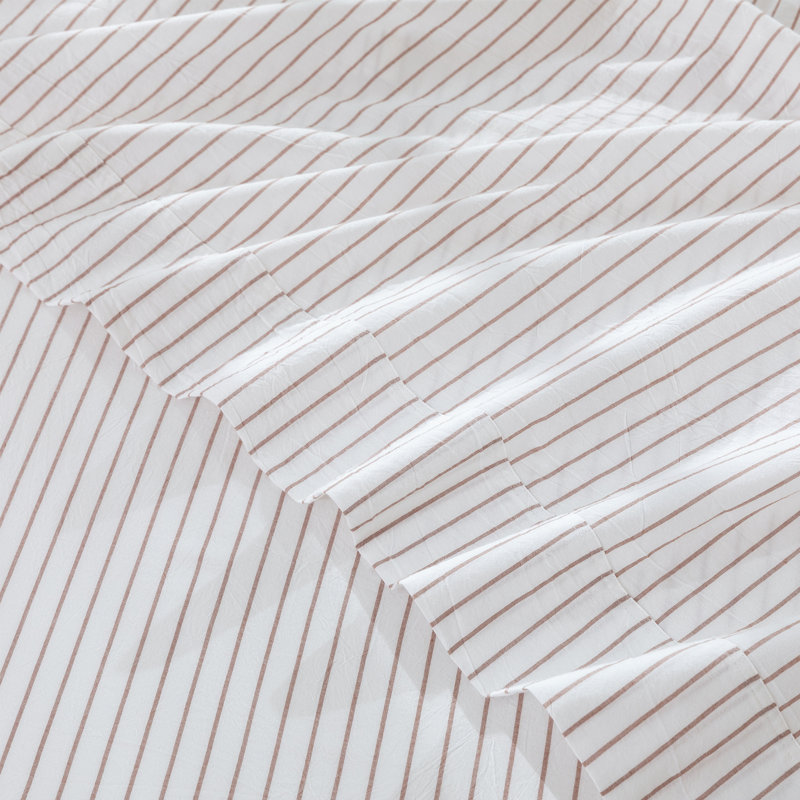 Ensemble de draps 100% coton lavé MooMee, Ensemble de draps pour grand lit avec 2 taies d'or