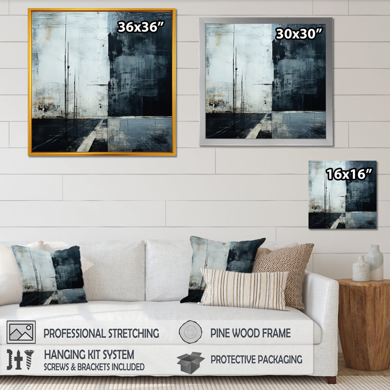 Paysage urbain noir et blanc - Expression de route III - impressions sur toile, H 36 po x l 36 po x P 1,5 po, Toile tendue