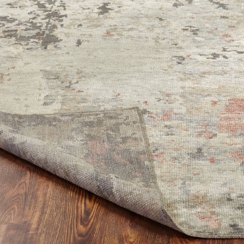 Dushore Hand Knotted Wool Abstract Area Rug in Gray, Rectangle 8' x 10'