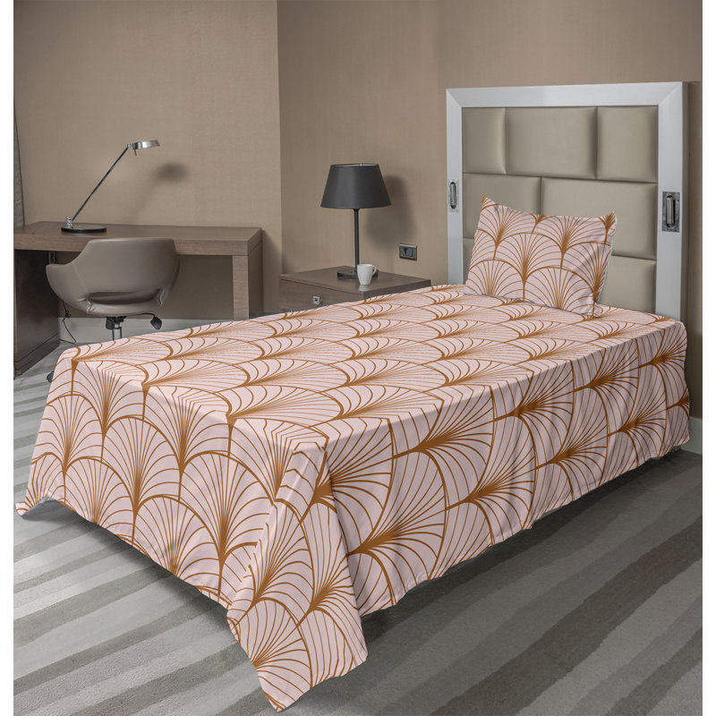 Ensemble de draps à motif de feuilles de palmier 4 pièces Ambesonne, Ensemble de draps pour lit simple TG avec 1 taie d