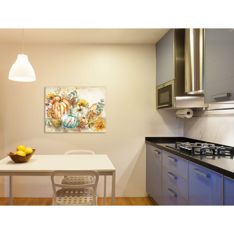 «Harvest Pumpkin & Sunflowers», toile tendue par August Grove®, H 24 po x l 32 po x P 1,5 po