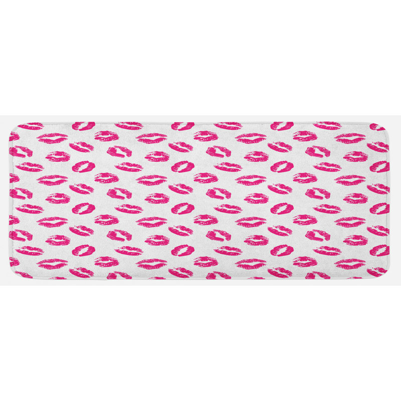Tapis de cuisine féminin fuchsia blanc