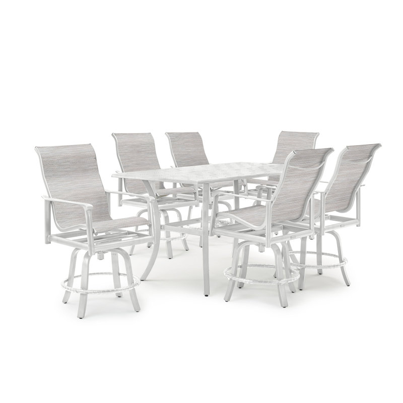 Aspen Sling High Back Swivel Balcony Stool, Coastal Mist