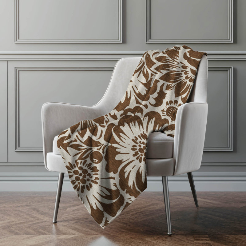 Jeté en sherpa floral Addison, Brun