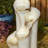 31.25"H 4-Tiered Lotus Leaf Textured Ceramic Pots Outdoor Floor Fountain With Pump And LED Light (KD)-251725640