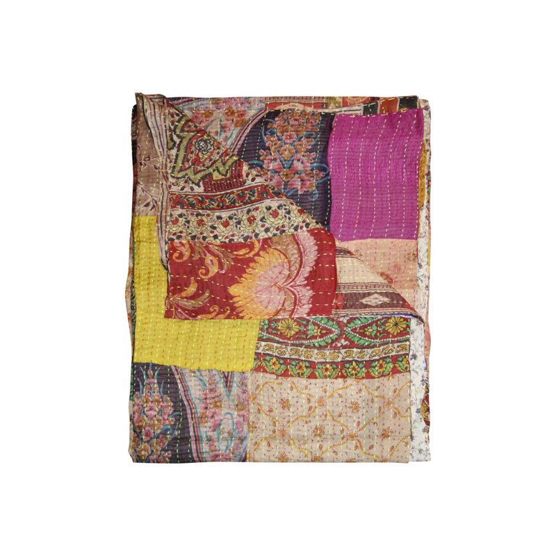 Kantha Quilted Throw Blanket