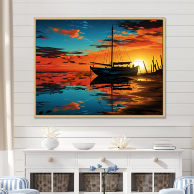Coucher de soleil sur le coucher de soleil, art mural minimaliste côtier