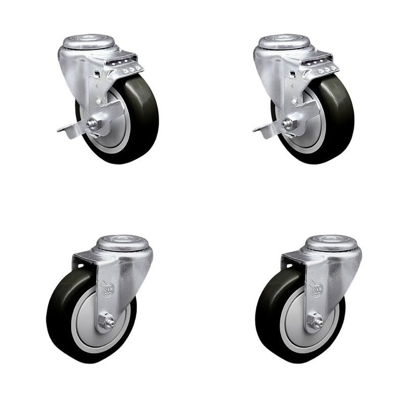 4-Piece Polyurethane Caster Set, Black