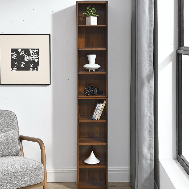 Armoire de rangement mince 8 CD avec tablettes réglables, bibliothèque multifonctionnelle pour bureau à domicile et aspect imperméable